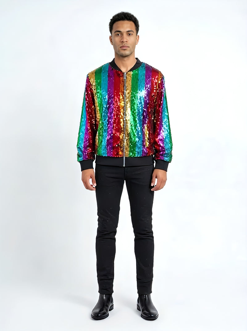 Any Old Iron Men's Rainbow Bomber Jacket