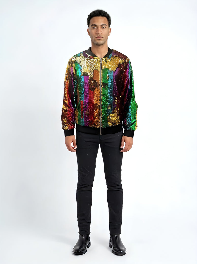 Any Old Iron Men's Rainbow Bomber Jacket