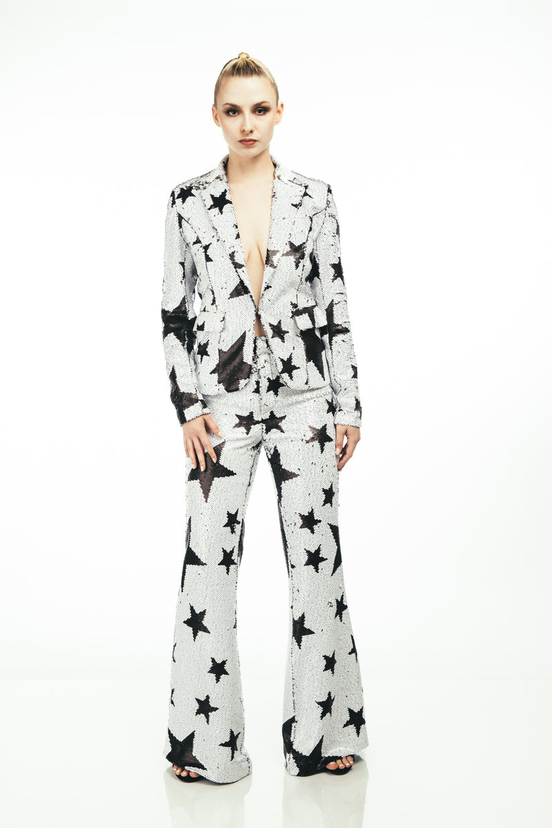 Any Old Iron Sparkle Star White Blazer