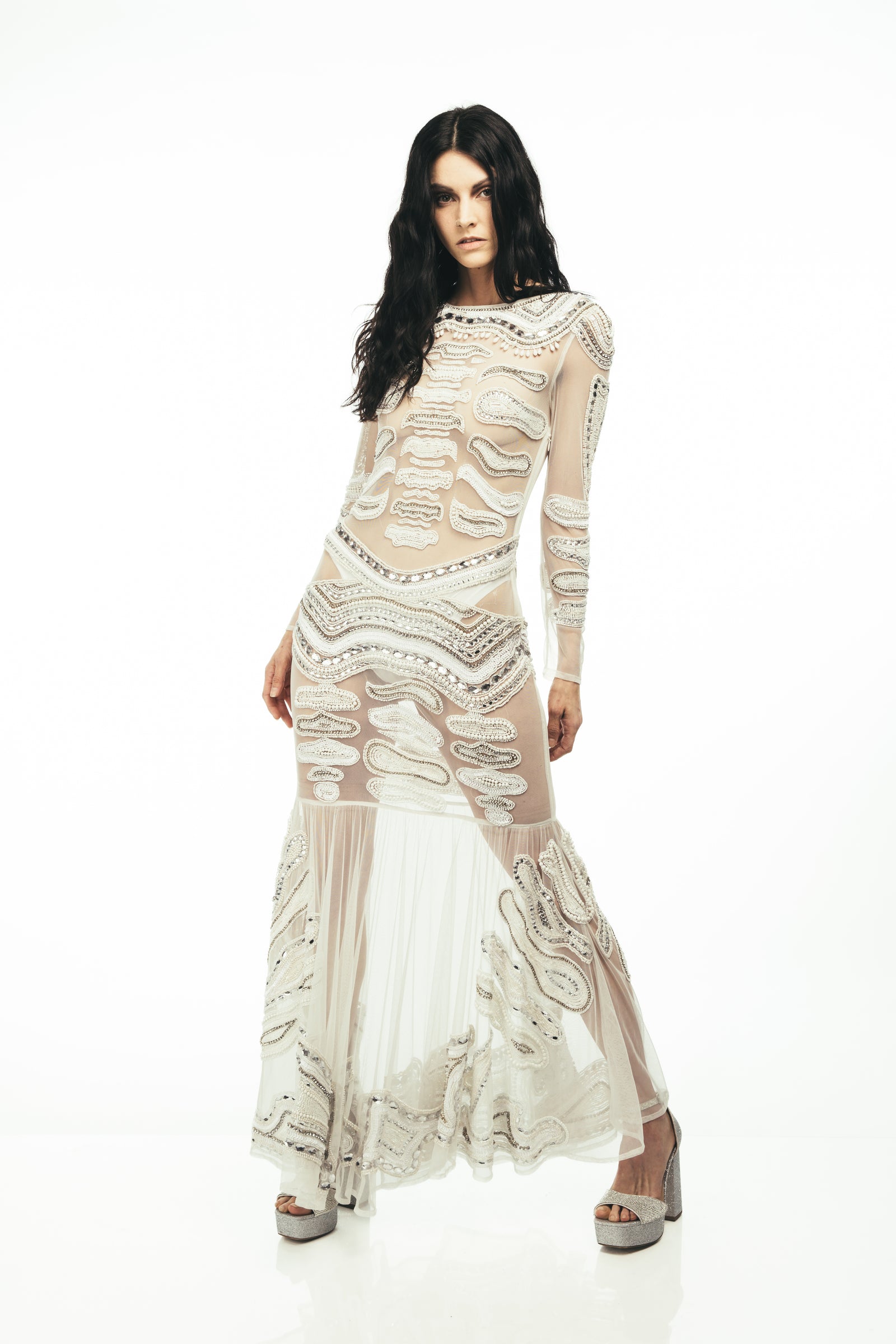 long sleeve skeleton dress Any Old Iron M Color:Nude pink lining B Darlin White Halter The costumes tulle skirt Colour: mocha