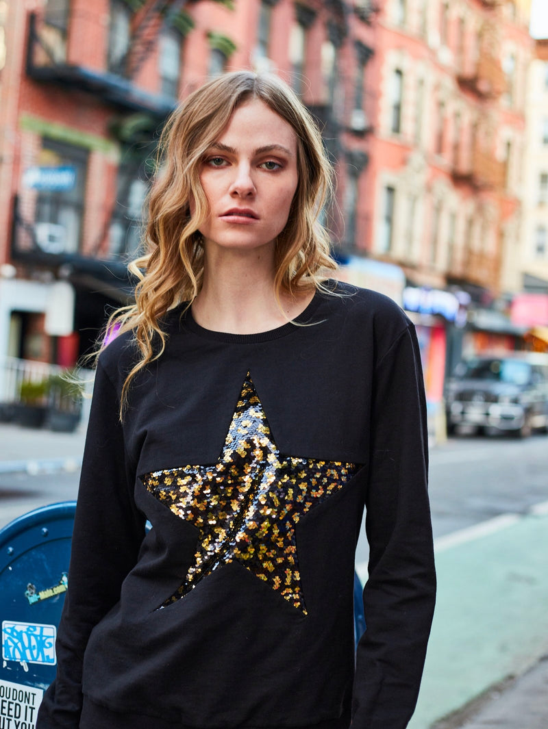 Any Old Iron Women's Leopard Large Star Sweatshirt