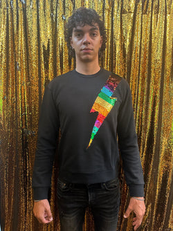 Any Old Iron Sudadera con relámpago dorado arcoíris para hombre