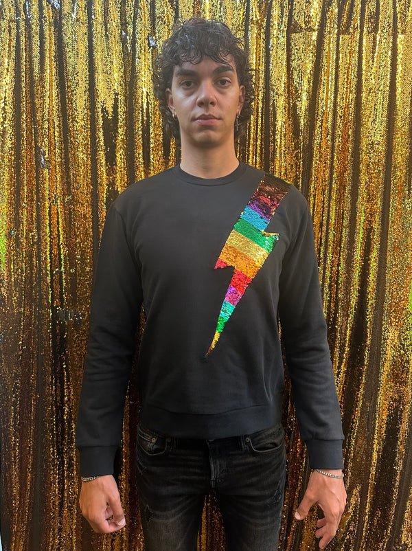 Any Old Iron Sudadera con relámpago dorado arcoíris para hombre