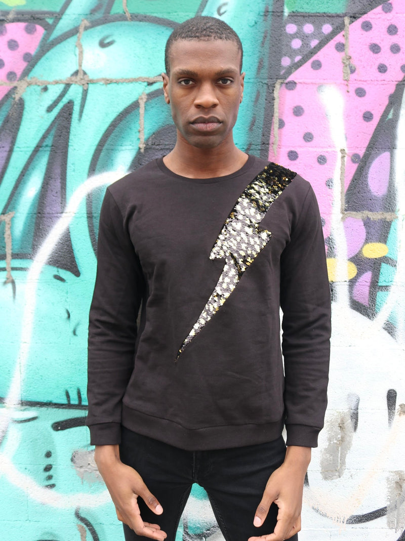 Any Old Iron Men's Golden Lightning Leopard Sweatshirt