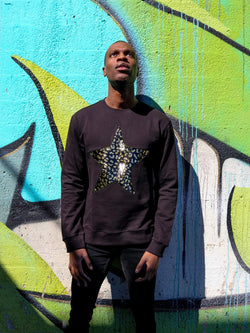 Any Old Iron Men's Leopard Large Star Sweatshirt