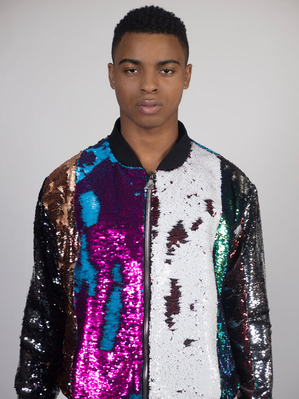 Any Old Iron Multi Paneled Bomber Jacket