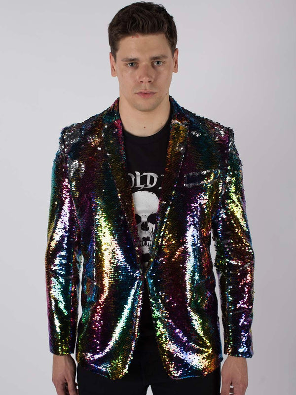Any Old Iron Men's Rainbow Sequin Jacket