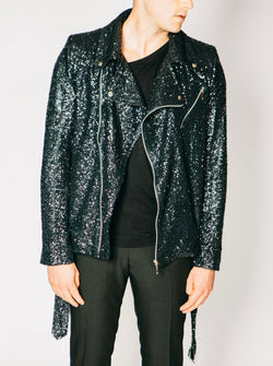 Any Old Iron Men's Sequin Biker Jacket