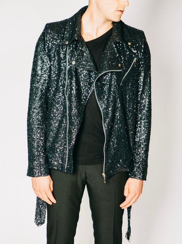 Any Old Iron Men's Sequin Biker Jacket