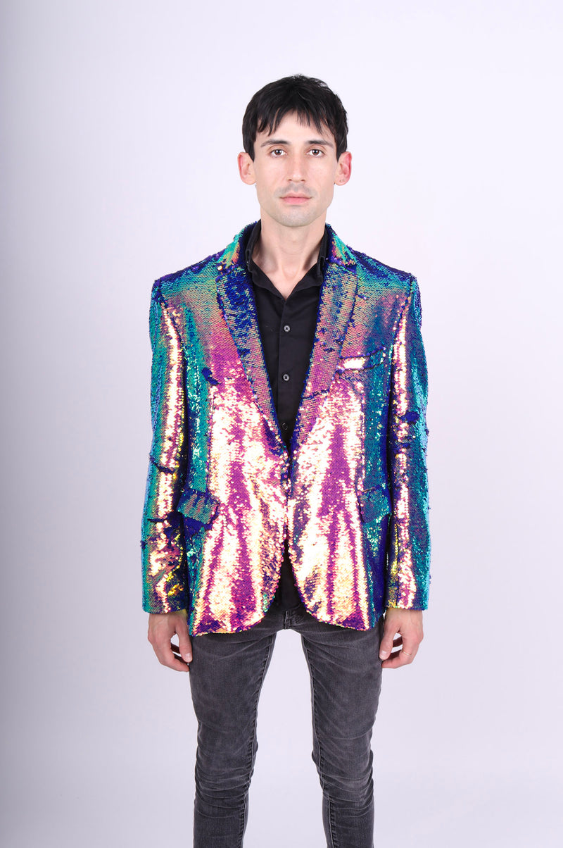 Any Old Iron Men's Oil Slick Sequin Jacket