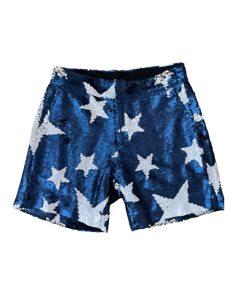 Any Old Iron Blue Sparkle Star Shorts