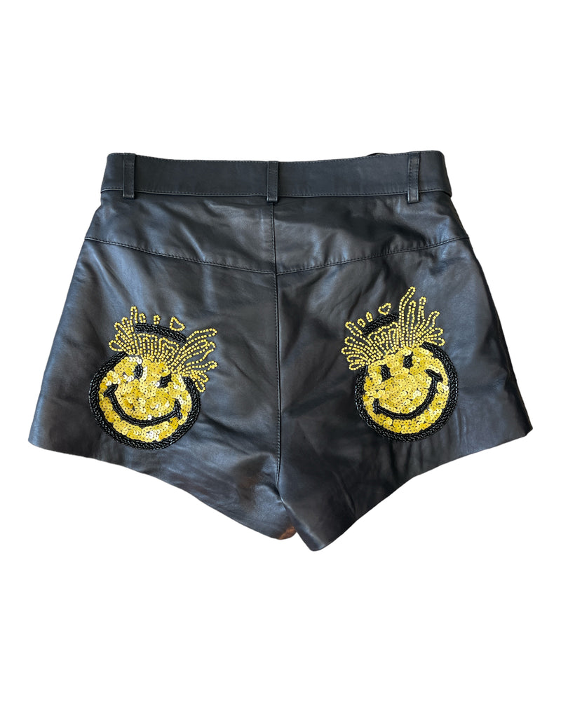 Any Old Iron x Smiley Mind Blown Leather Shorts