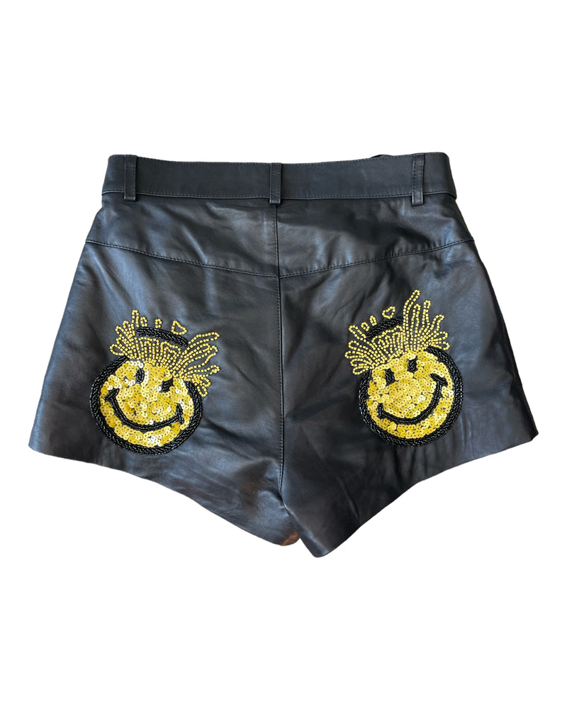 Pantalones cortos de cuero Any Old Iron x Smiley Mind Blown
