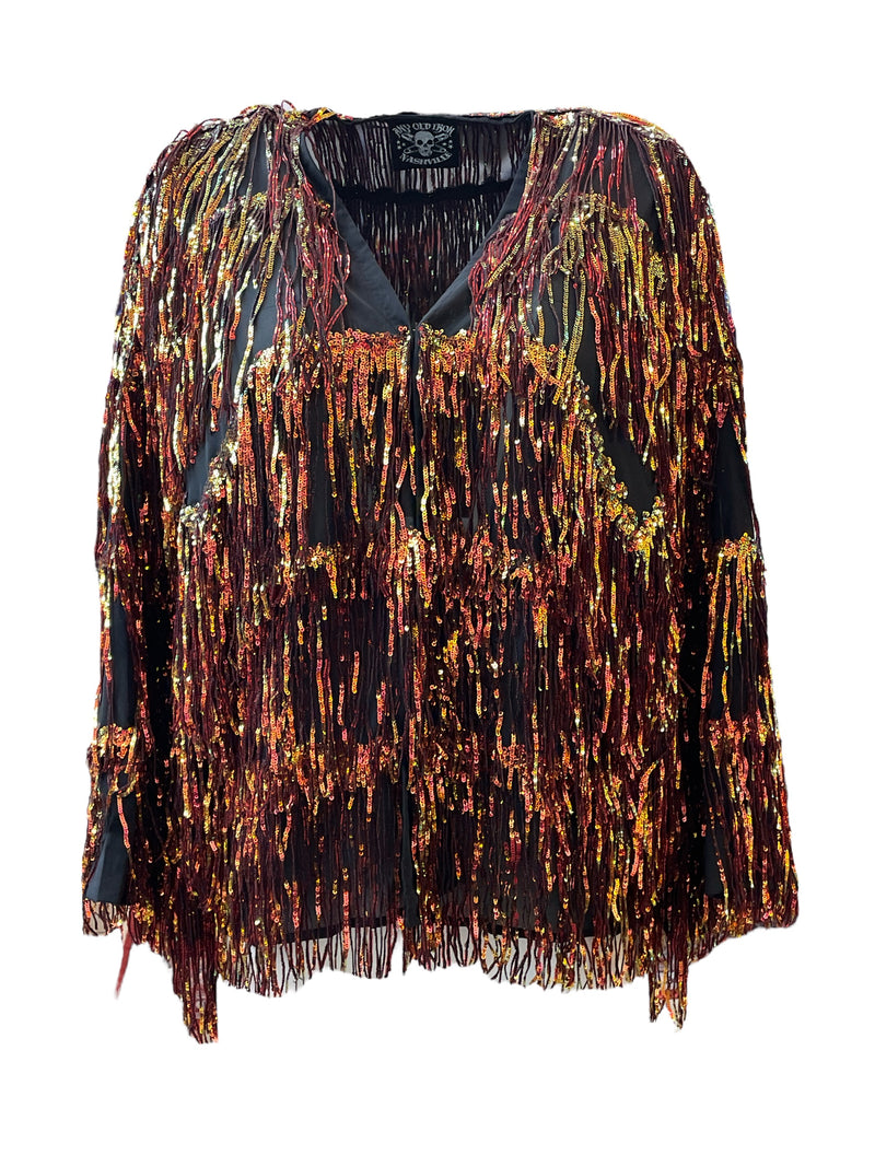 Any Old Iron Rust Fringe Shrug Jacket