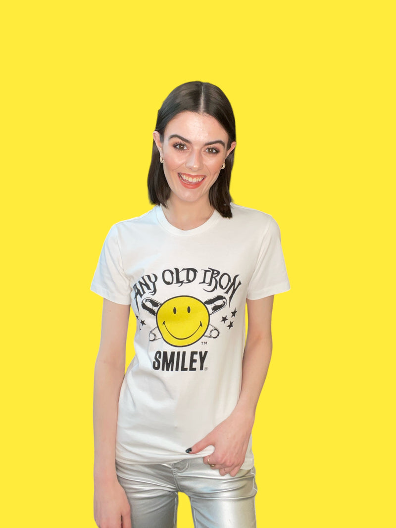 Any Old Iron x Smiley Logo camiseta blanca