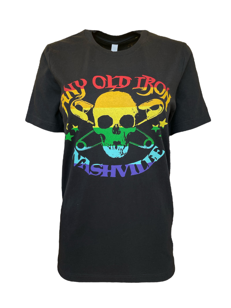 Any Old Iron Mens Black Rainbow Logo T-Shirt