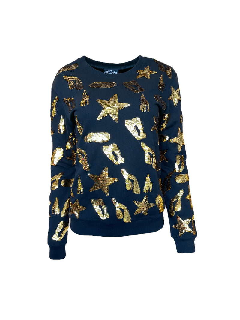 Any Old Iron Mens Leopard Star Spot Sweatshirt