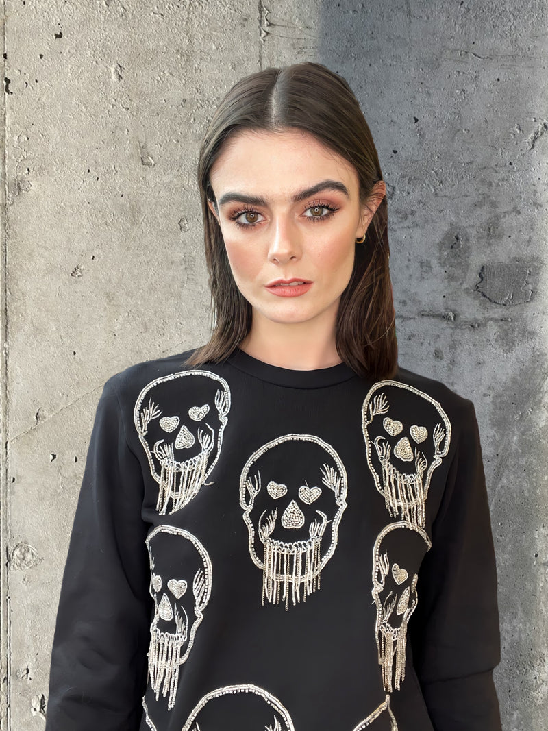 Any Old Iron Skull Fringe Sweatshirt