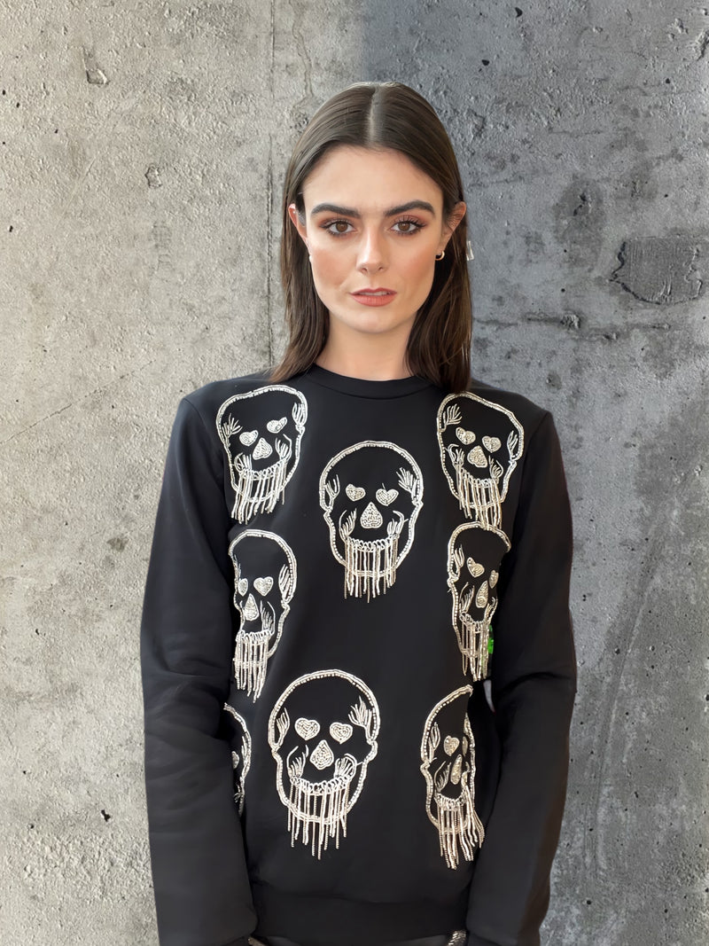 Any Old Iron Skull Fringe Sweatshirt