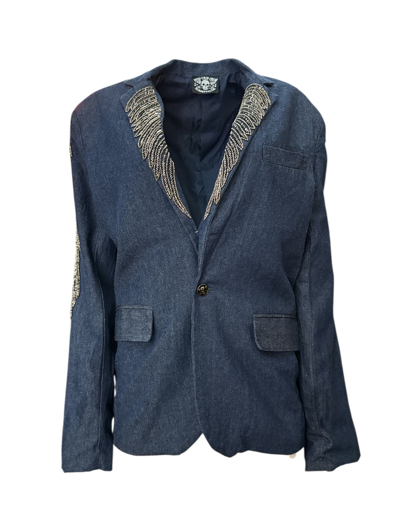 Any Old Iron Men's Beady Eagle Denim Blazer Jacket
