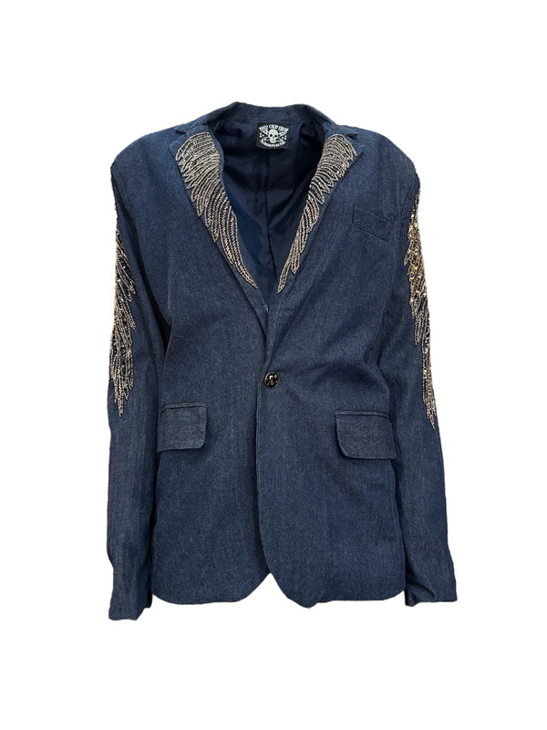 Any Old Iron Men's Beady Eagle Denim Blazer Jacket