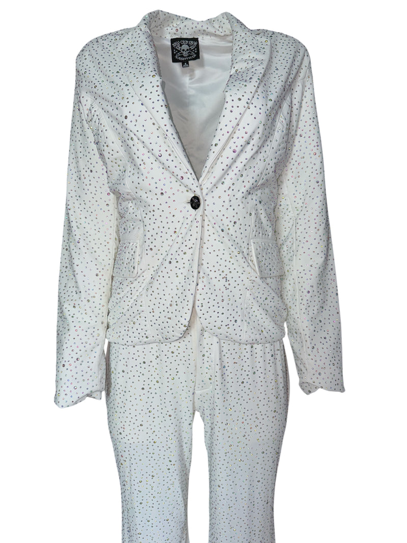 Any Old Iron Rhinestone White Suit