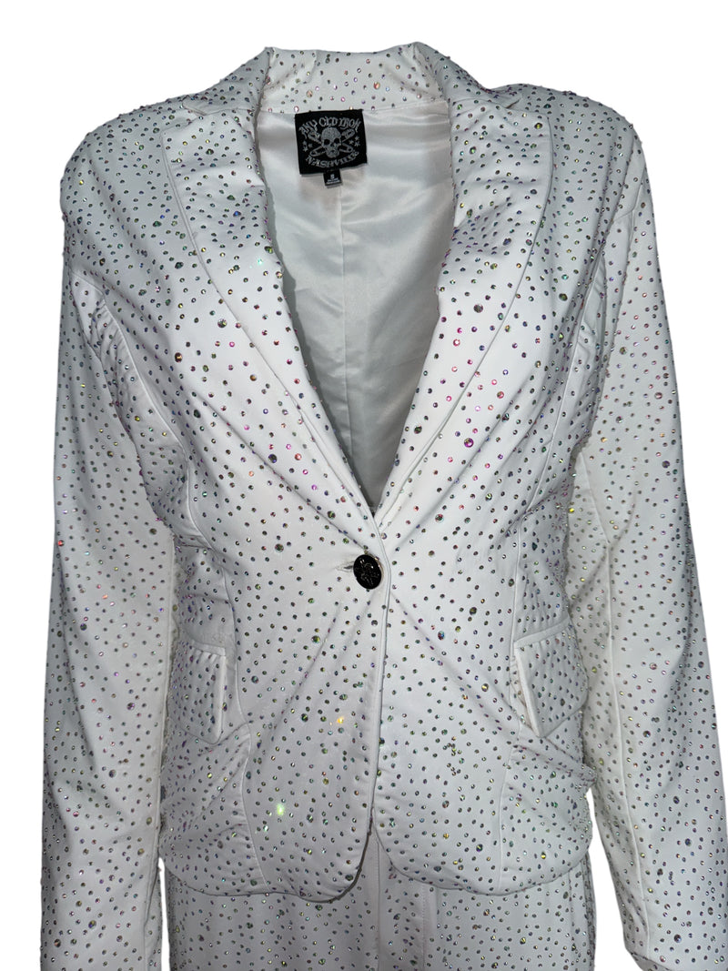 Any Old Iron Rhinestone White Suit