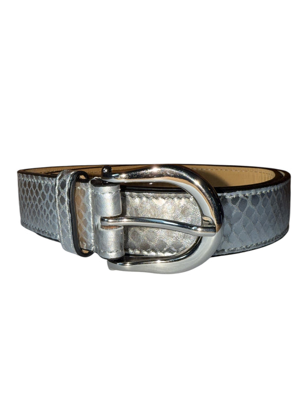Any Old Iron Silver Croc Leather Belt