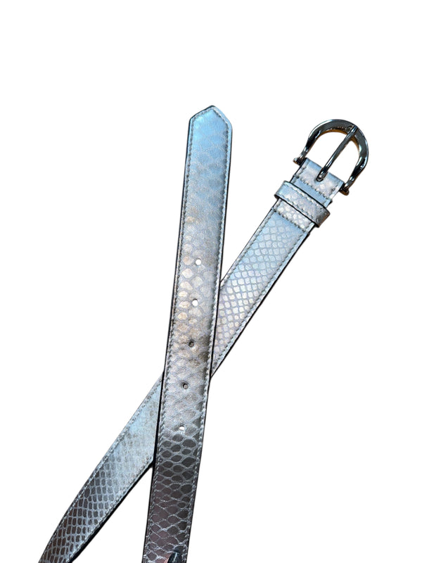 Any Old Iron Silver Croc Leather Belt