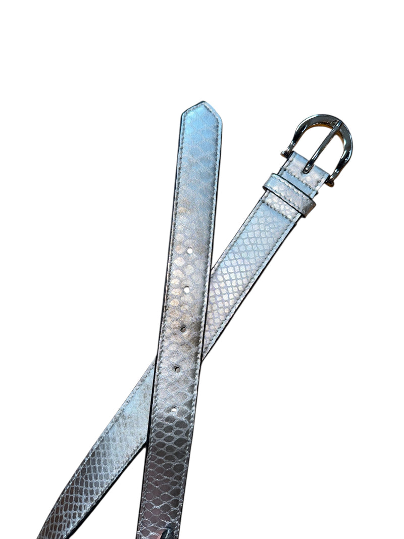 Any Old Iron Silver Croc Leather Belt