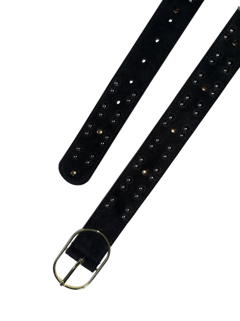 Any Old Iron Black Stud Leather Belt