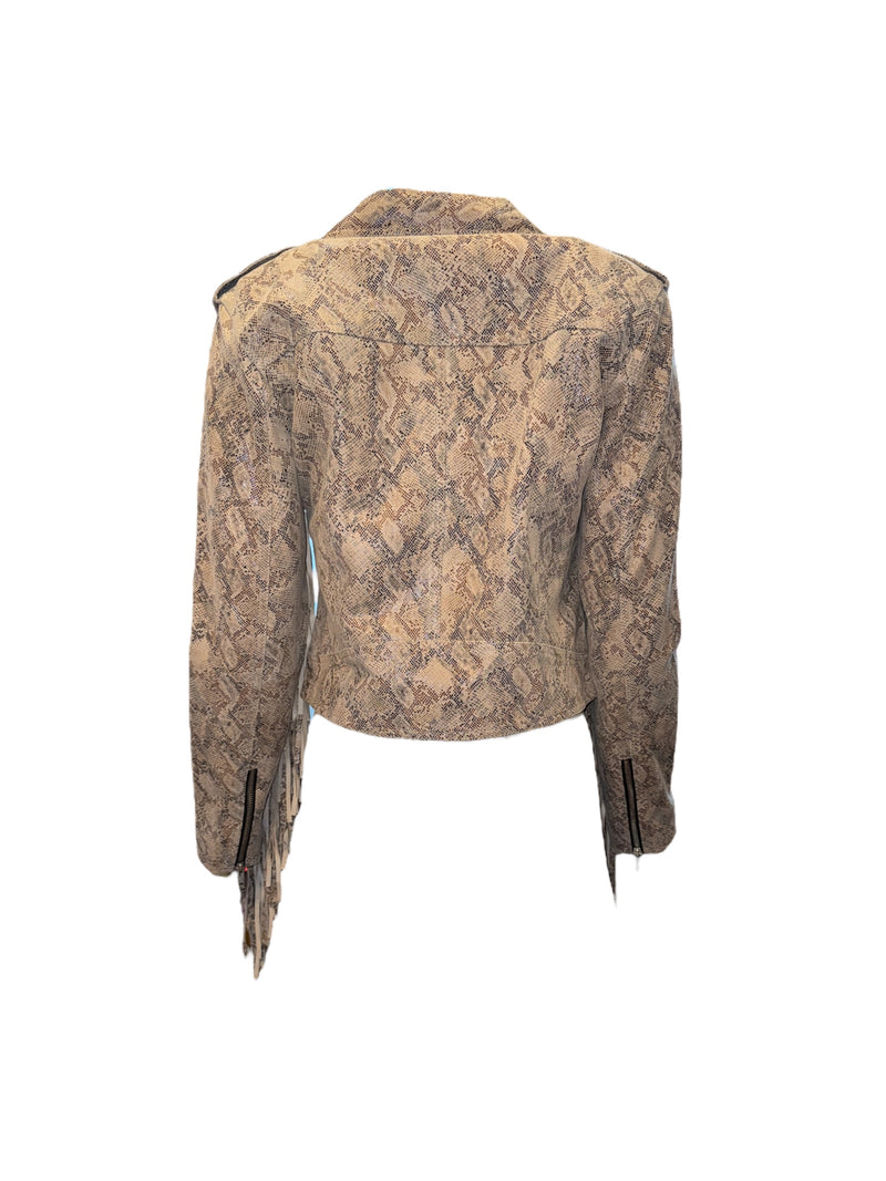 Any Old Iron Cream Snake Moto Jacket