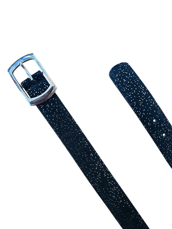 Any Old Iron Silver Sparkle Leather Belt