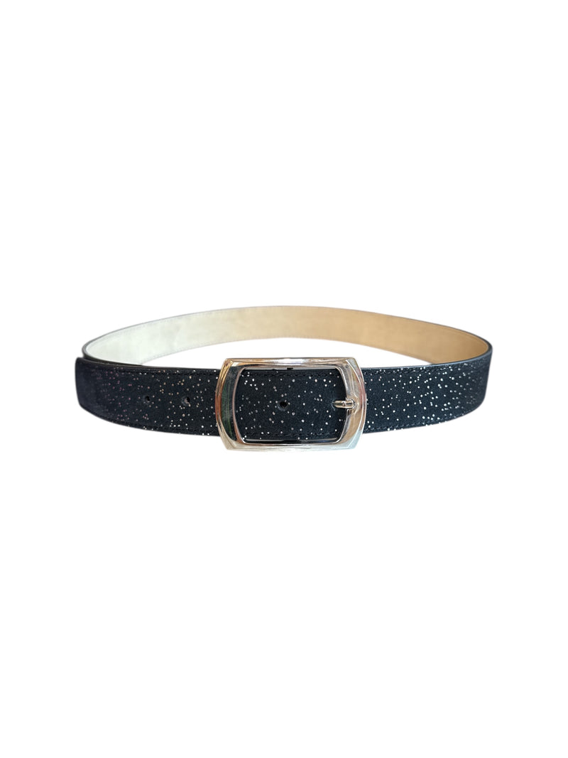 Any Old Iron Silver Sparkle Leather Belt