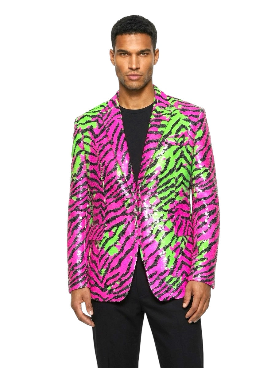 Any Old Iron Men's Neon Zebra Jacket