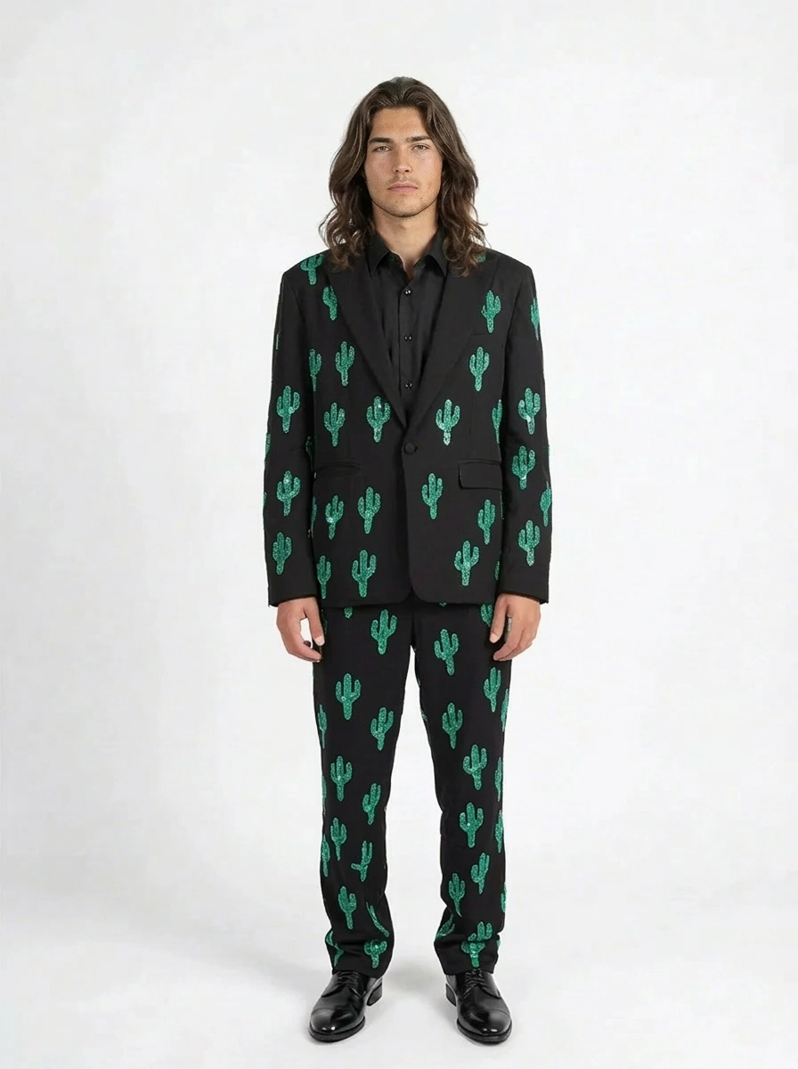 Any Old Iron Men's Beaded Cactus Suit