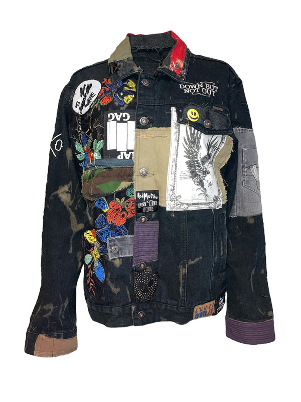 Any Old Iron X Red Mutha Down But Not Out Jean Jacket