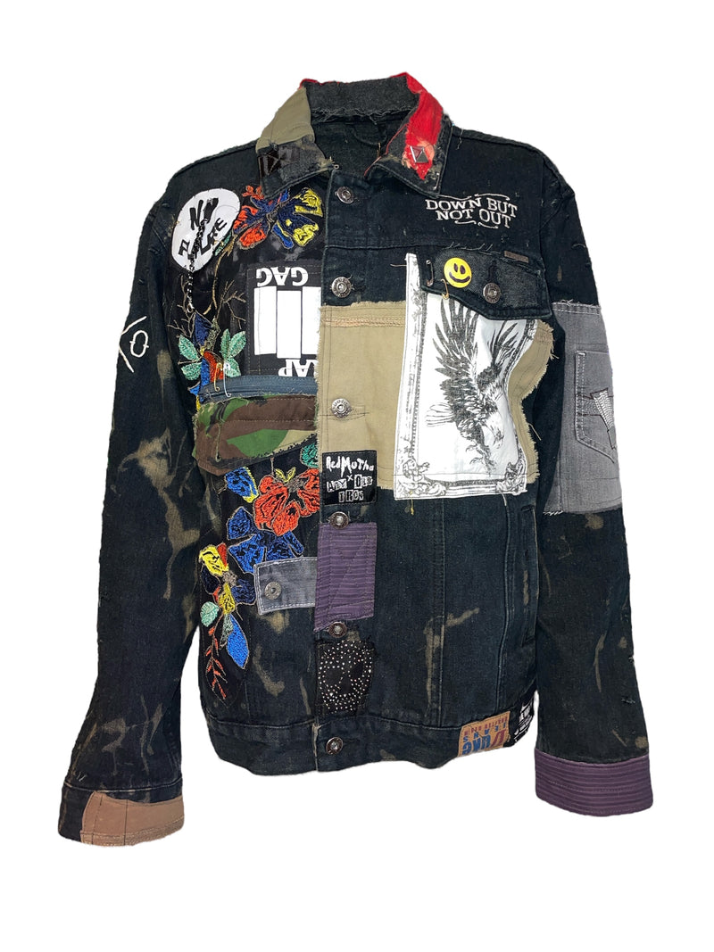 Any Old Iron X Red Mutha Down But Not Out Jean Jacket