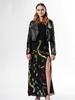 snake satin dress Silky Satin Snake Print Button Down Dress Small