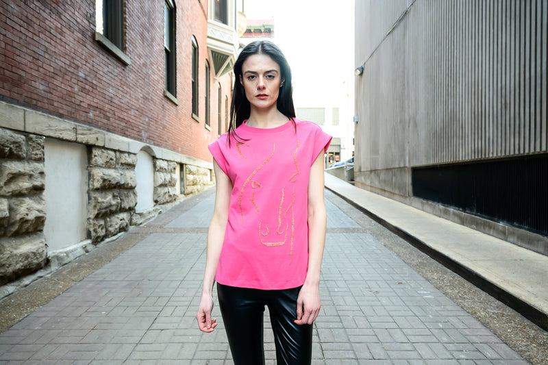 Any Old Iron Pink Horse Face T-Shirt