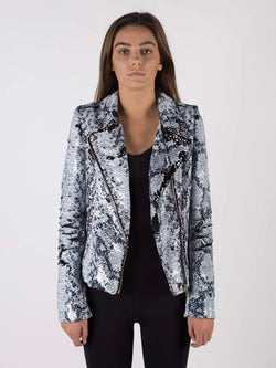 Any Old Iron Whitesnake Sequin Moto jacket
