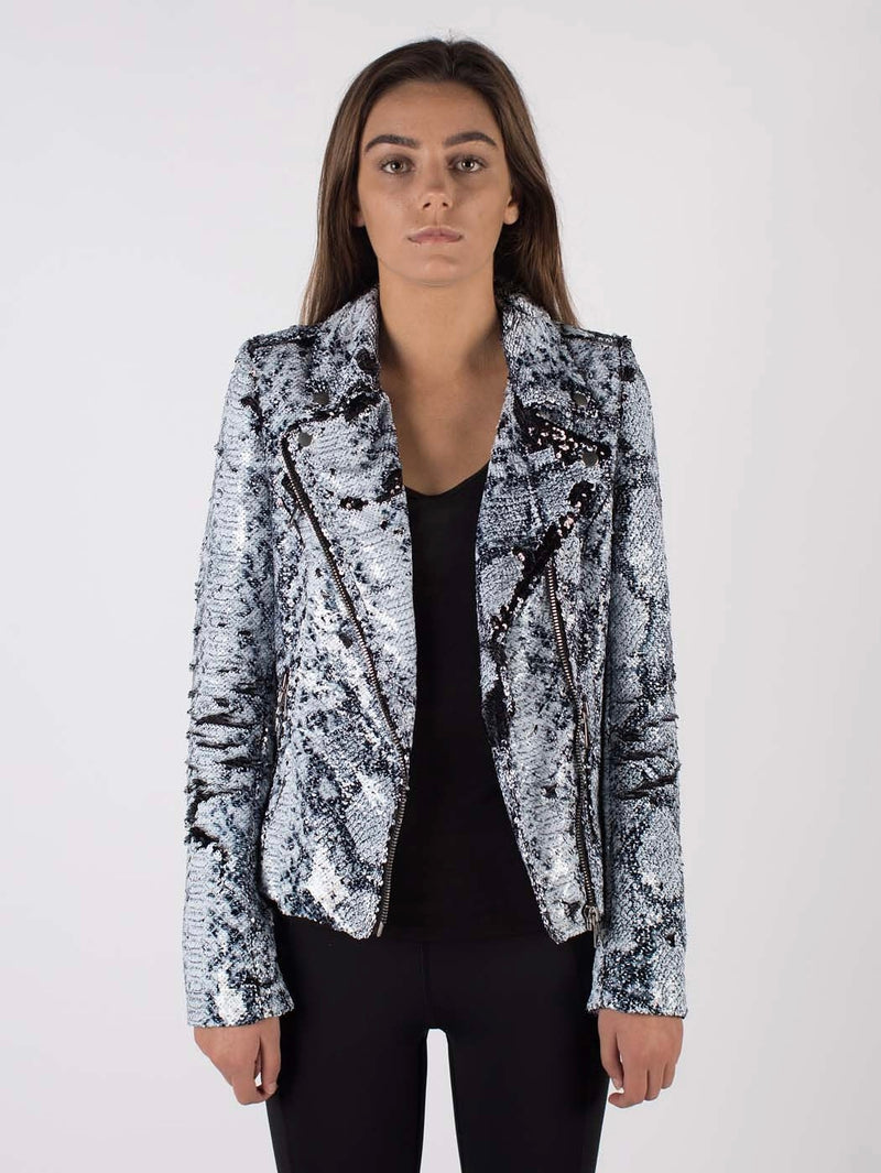 Any Old Iron Whitesnake Sequin Moto jacket