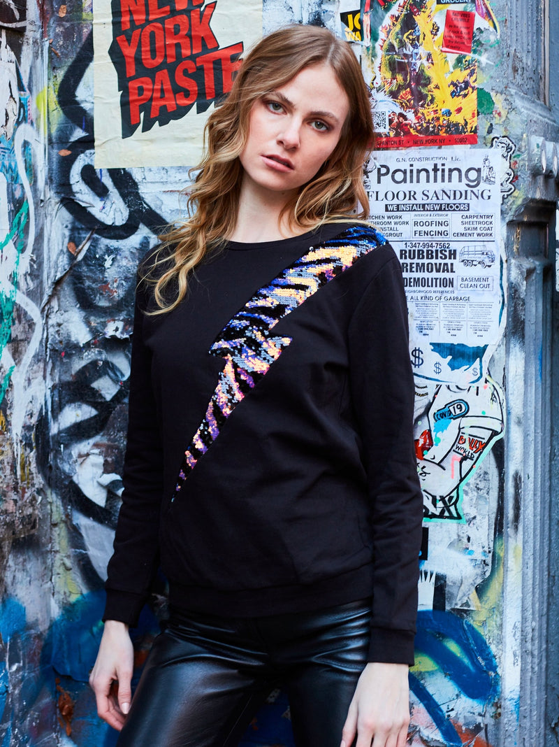 Any Old Iron Zebra Stripe Lightning Sweatshirt
