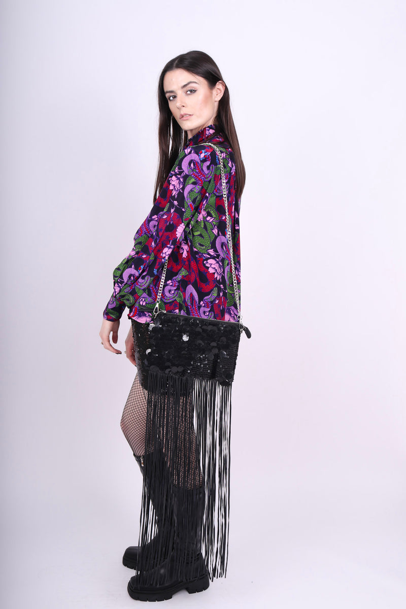 Any Old Iron Black Fringe Bag