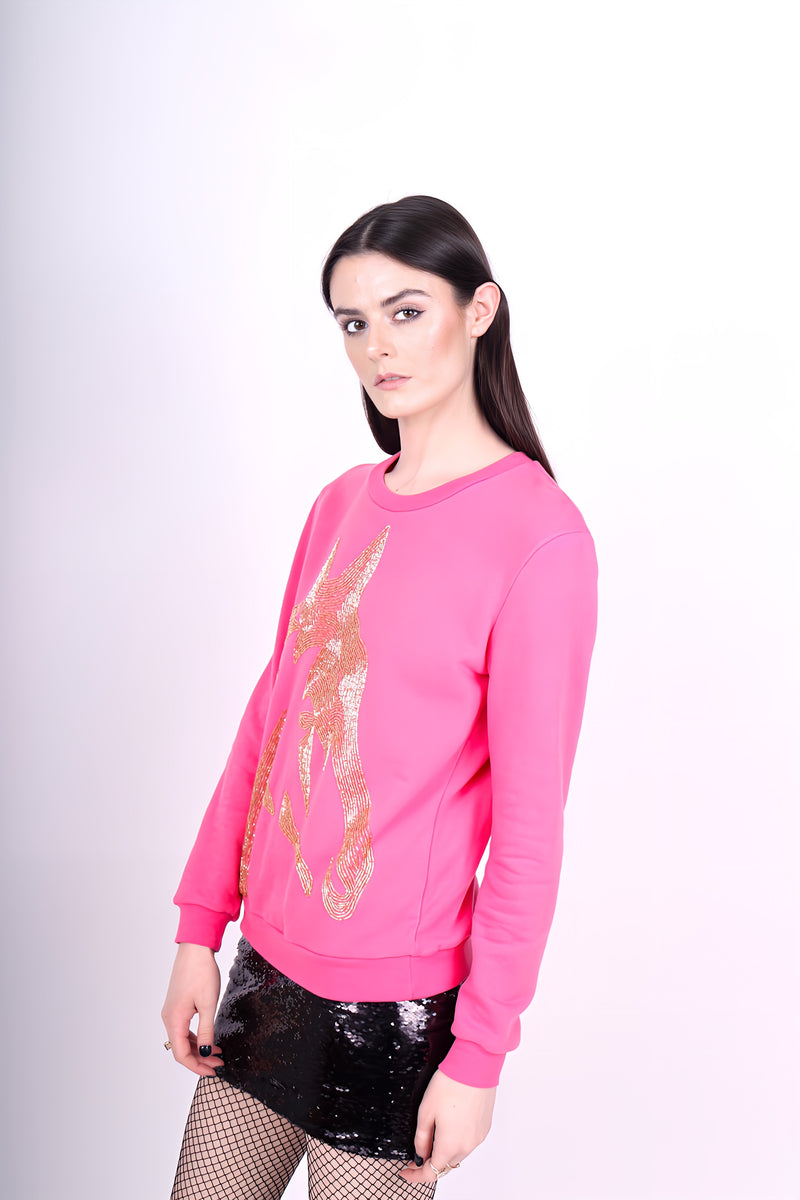 Any Old Iron Pink Horse Head Sweatshirt