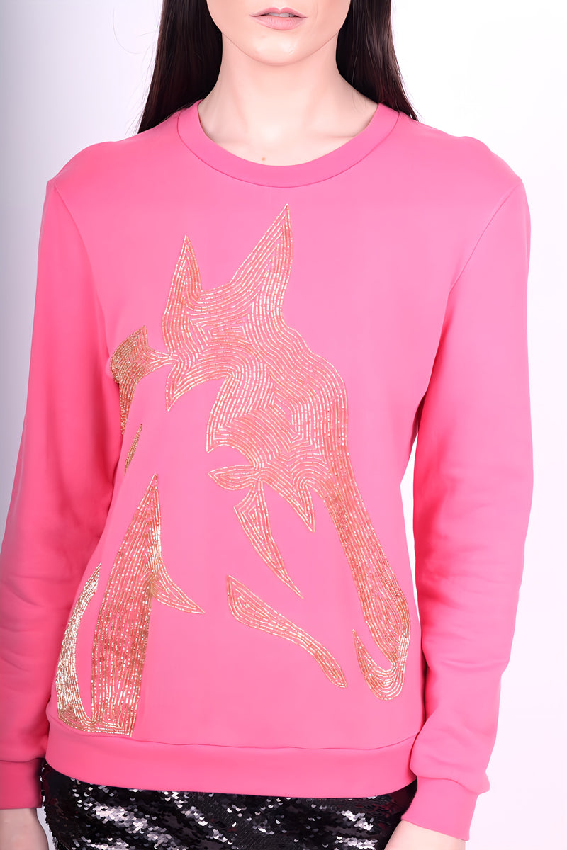 Any Old Iron Pink Horse Head Sweatshirt