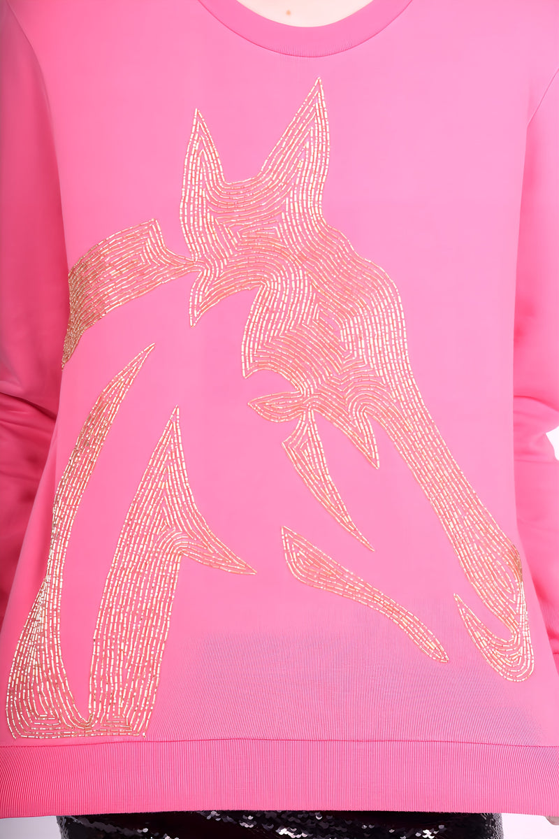 Any Old Iron Pink Horse Head Sweatshirt