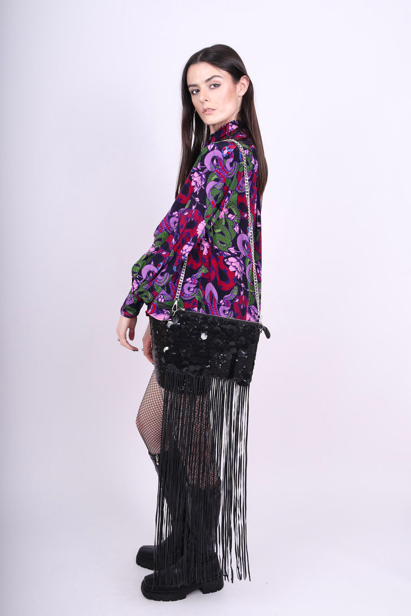 Any Old Iron Black Fringe Bag