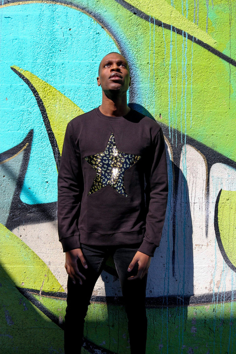 Any Old Iron Men's Leopard Large Star Sweatshirt