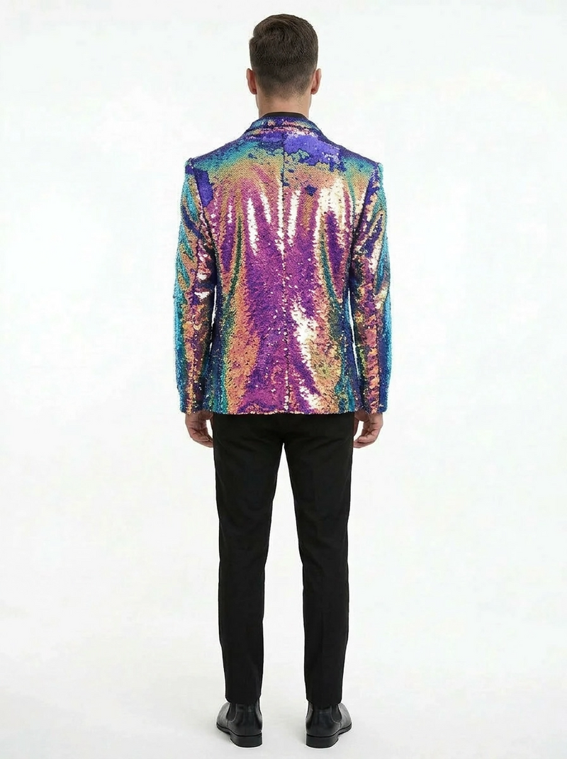 Any Old Iron Men's Oil Slick Sequin Jacket XL